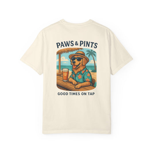 Paws & Pints Beach Bar Tee – Comfort Colors® Garment Dyed Shirt
