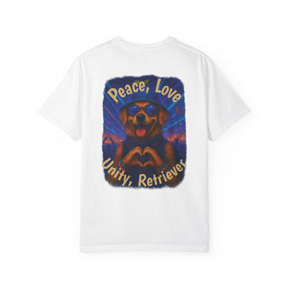 Ravers: Peace, Love, Unity & Retrievers Tee – Comfort Colors® Garment Dyed Shirt