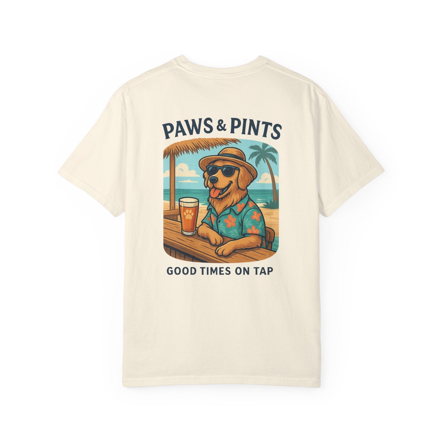 Paws & Pints Beach Bar Tee – Comfort Colors® Garment Dyed Shirt