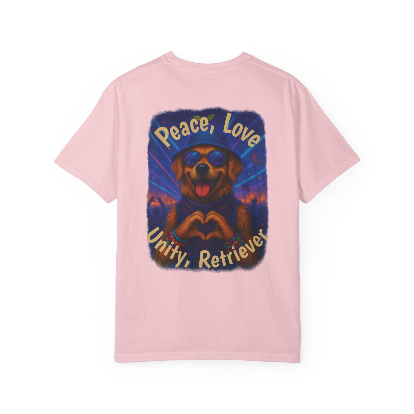 Ravers: Peace, Love, Unity & Retrievers Tee – Comfort Colors® Garment Dyed Shirt