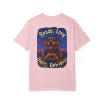 Ravers: Peace, Love, Unity & Retrievers Tee – Comfort Colors® Garment Dyed Shirt