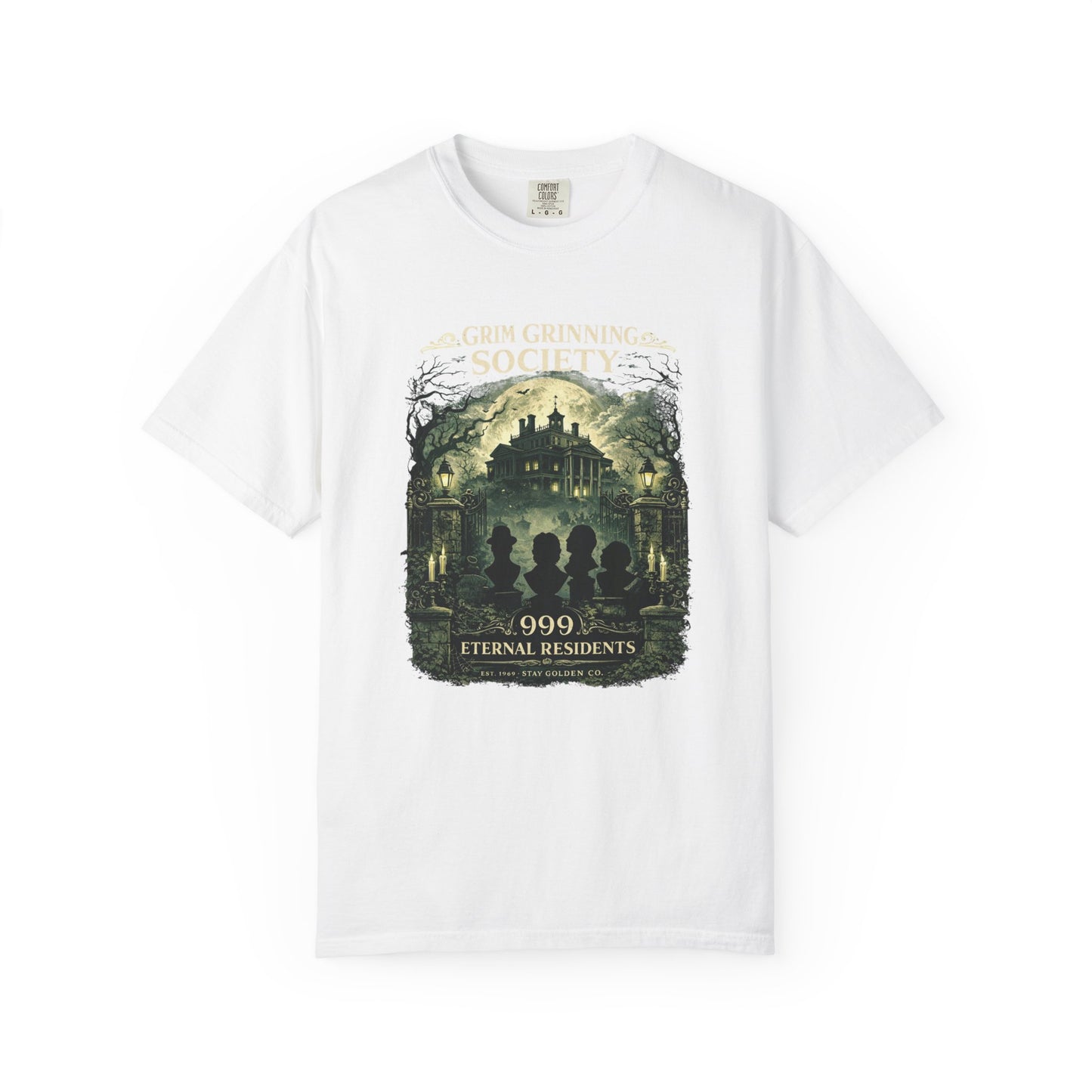Grim Grinning Society Tee – 999 Eternal Residents | Stay Golden Co.