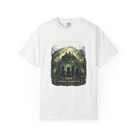 Grim Grinning Society Tee – 999 Eternal Residents | Stay Golden Co.