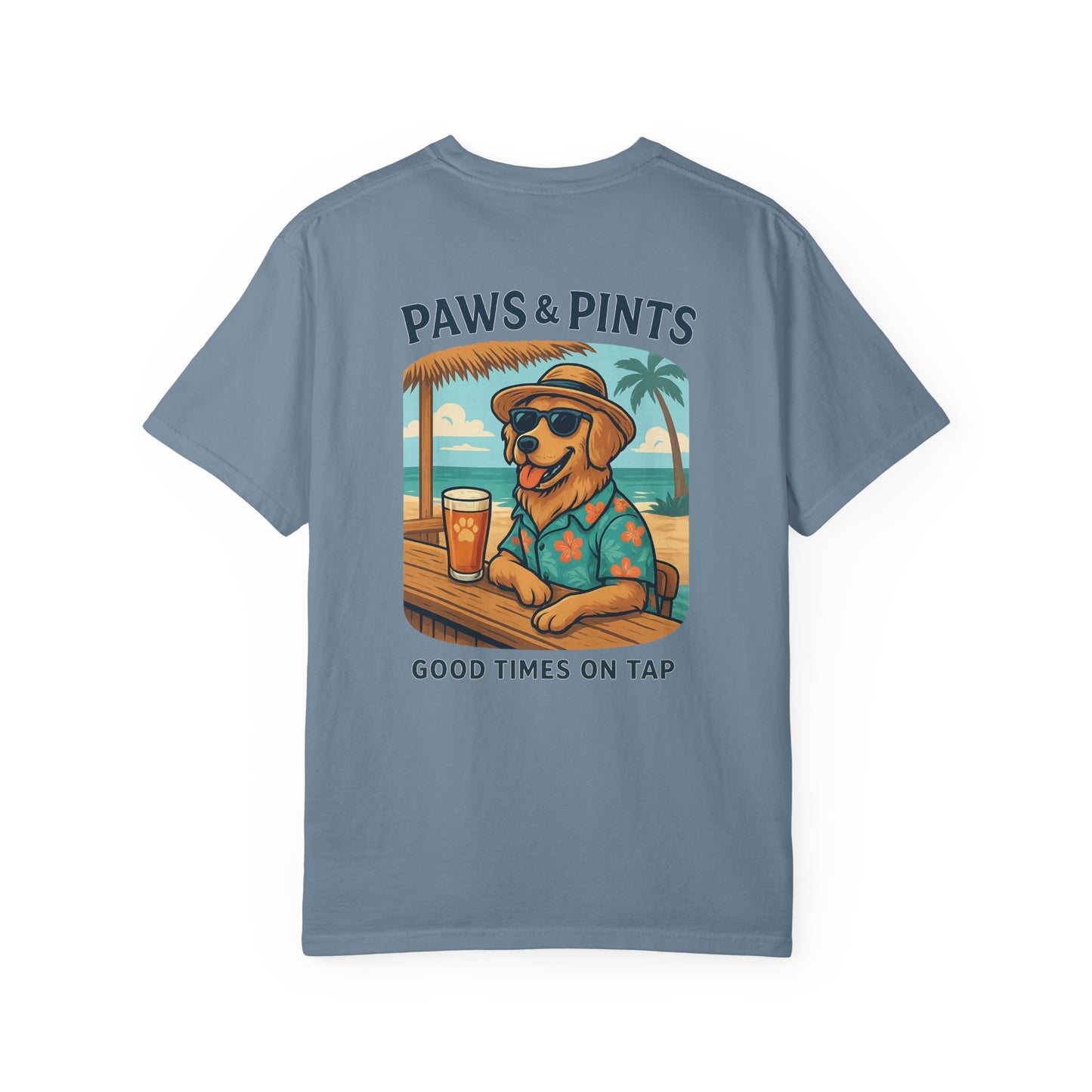 Paws & Pints Beach Bar Tee – Comfort Colors® Garment Dyed Shirt