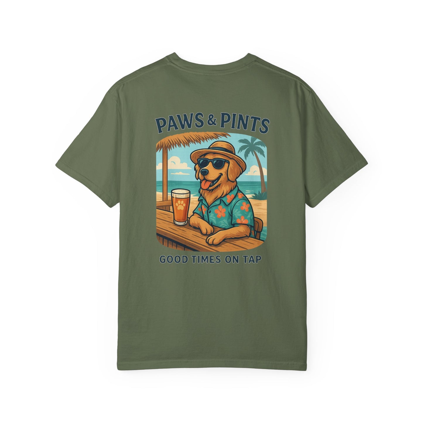Paws & Pints Beach Bar Tee – Comfort Colors® Garment Dyed Shirt