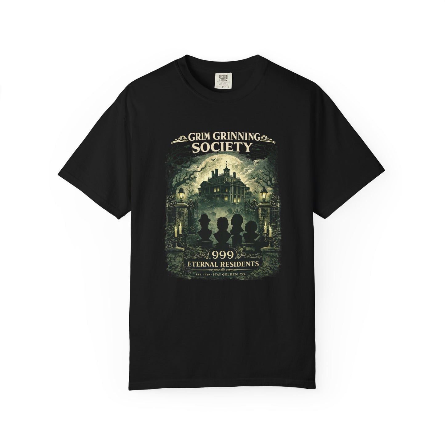 Grim Grinning Society Tee – 999 Eternal Residents | Stay Golden Co.