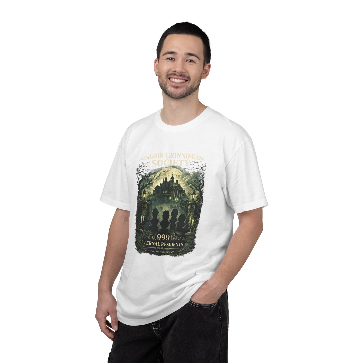 Grim Grinning Society Tee – 999 Eternal Residents | Stay Golden Co.